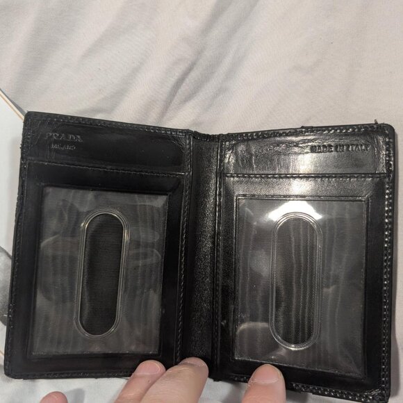 Authentic Black Prada Bifold Cardholder Wallet with Certificate of Authenticity - Picture 3 of 4
